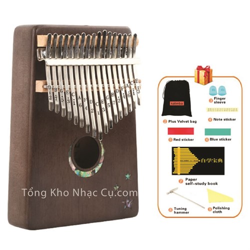 Đàn Kalimba Yael 17 Phím Gỗ Mahogany Y17M-M (Khảm bào ngư Mặt Trăng - Mbira Thumb Finger Piano 17 Keys)